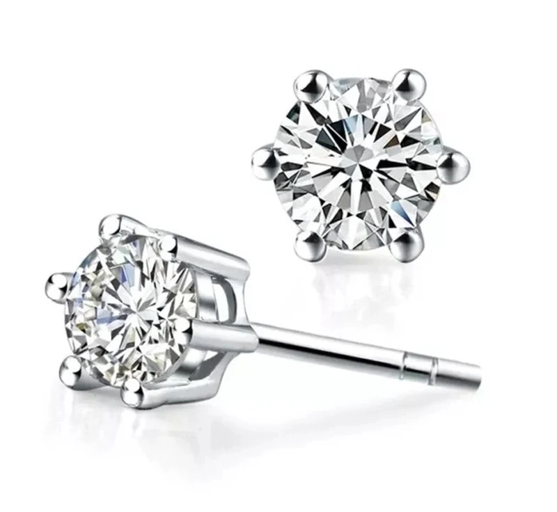 18k серьги-гвоздики с бриллиантами элегантные 6 когти формы 1CT Briliant Cut DF цвет серьги из белого золота для женщин девушки