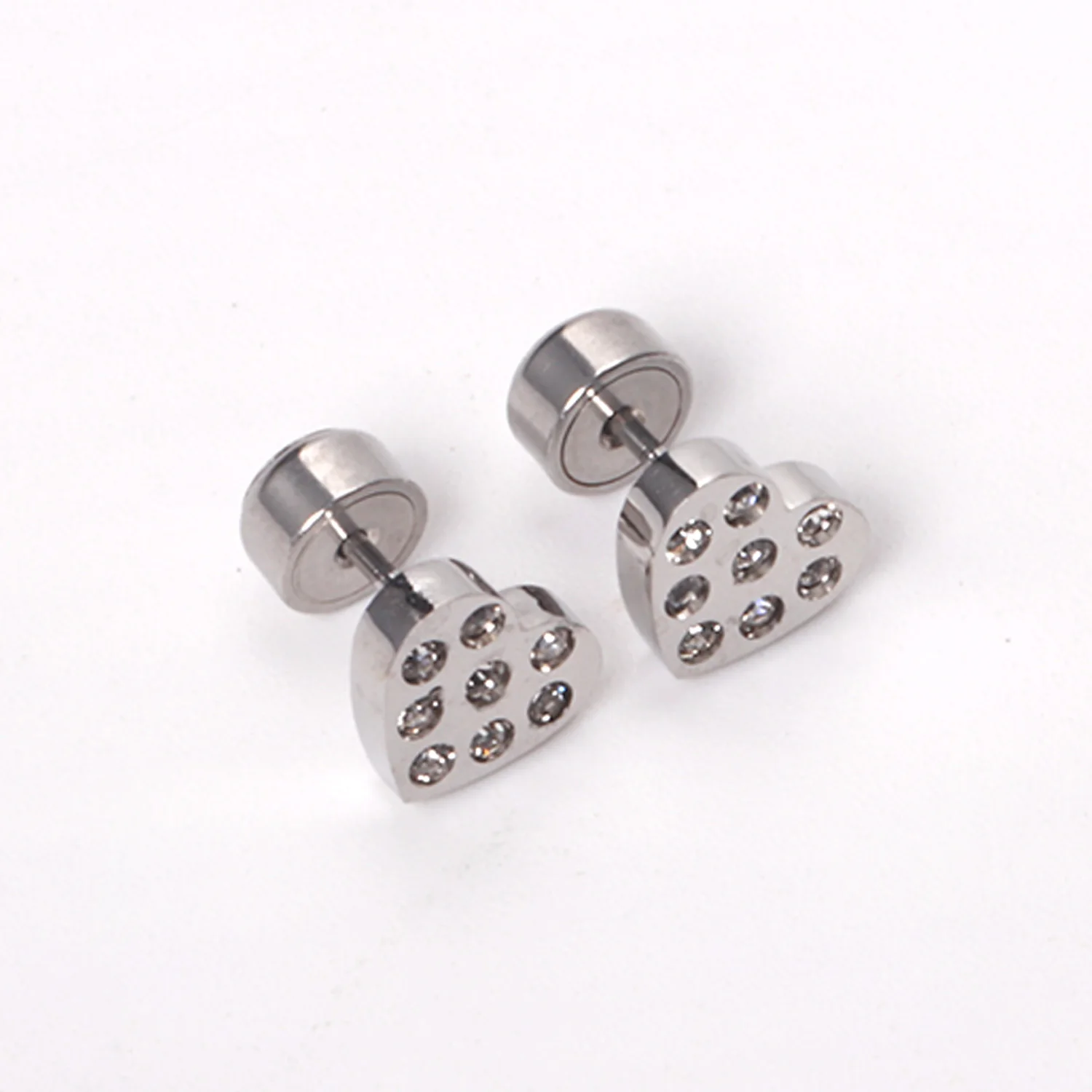 LUXUKISSKIDS 12Pairs/Lot Korean Fashion Cute Heart Earrings Pink For Woman Silver Color Kids Anti-allergy Trendy Jewelry On Ears