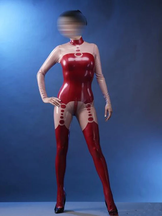 Фетиш латексный костюм женский сексуальный резиновый боди с задней молнией для