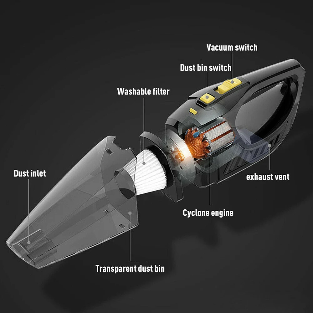USB автомобильный пылесос для сухой и влажной уборки, автомобильный беспроводной ручной перезаряжаемый домашний портативный пылесос 120 Вт с сильным всасыванием