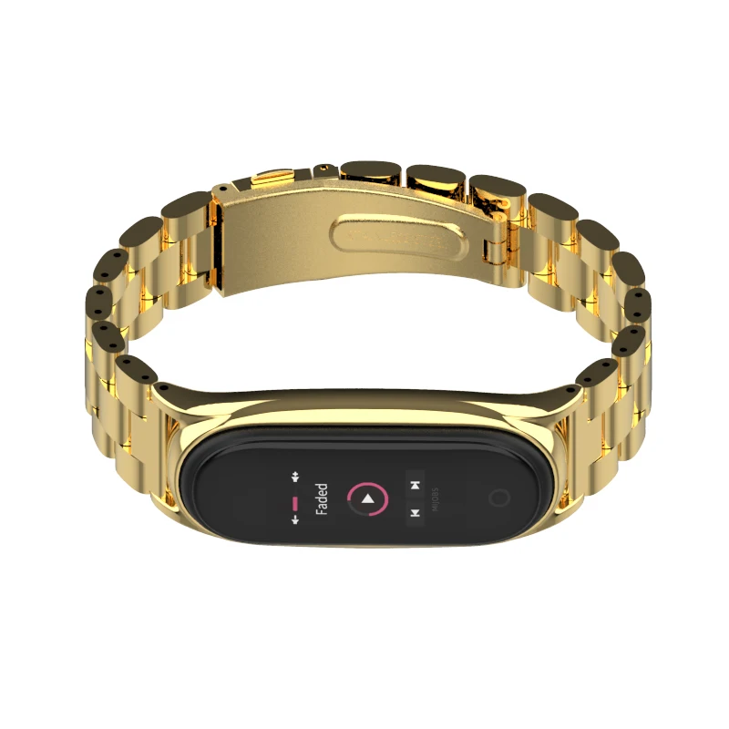Mi jobs для mi band 4 srtap металлическое запястье для Xiao mi 4/3 металлический браслет из нержавеющей стали ремешок для mi band 4 браслеты - Цвет: Plus Gold