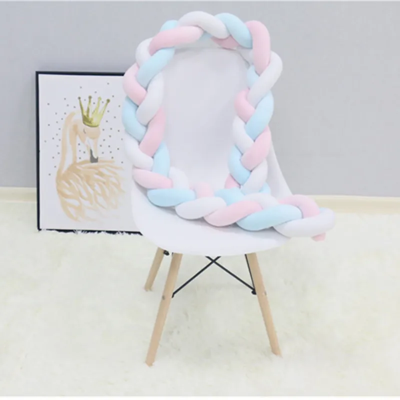 1M/2M/3M/4M Lunghezza Paraurti Letto Neonato Tessitura Pura Nodo Peluche Presepe Paraurti Lettino Per Bambini Lettino Protettore Baby Room Decor