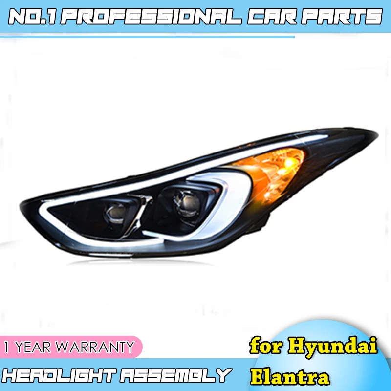 Автомобильный Стайлинг для фары для автомобиля Hyundai Elantra светодиодный 2011- фара DRL Объектив двойной луч H7 HID Xenon автомобильные аксессуары