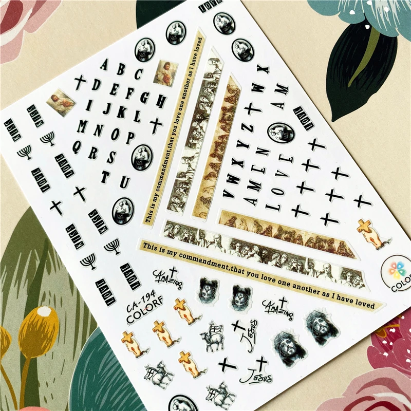 CA-172 to 210 English letters A-Z Flower 3D Back glue Nail decal Nail sticker Nail decoration Nail art Nail tool Nail ornament - Color: CA-194