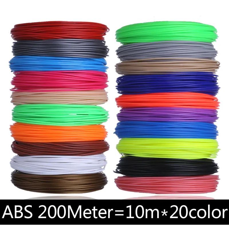 200M 20 Color ABS 50/100/200 метров ABS PLA 1,75 мм нити пластик для 3d ручка не загрязняет окружающую среду материалы 3 d принтер ручка заправки, детские подарки на день рождения - Цвет: 200M 20 Color ABS