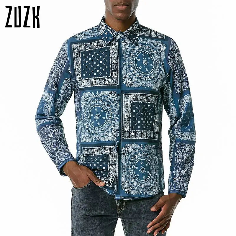 

Camisa Vintage Hombre Fashion Paisley Plaid Cashew Print Men Casual Shirt High Street Long Sleeve Male Hawaiian Shirts