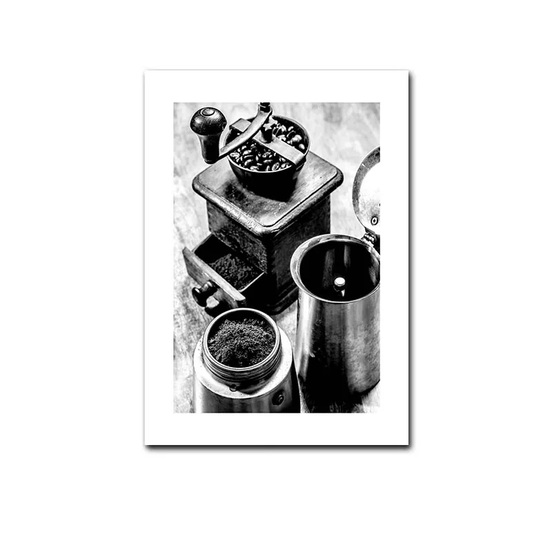 Coffee-Wine-Bread-Kitchen-Poster-Black-White-Drink-Food-Canvas-Print-Wall-Art-Painting-Picture-Dining (5)