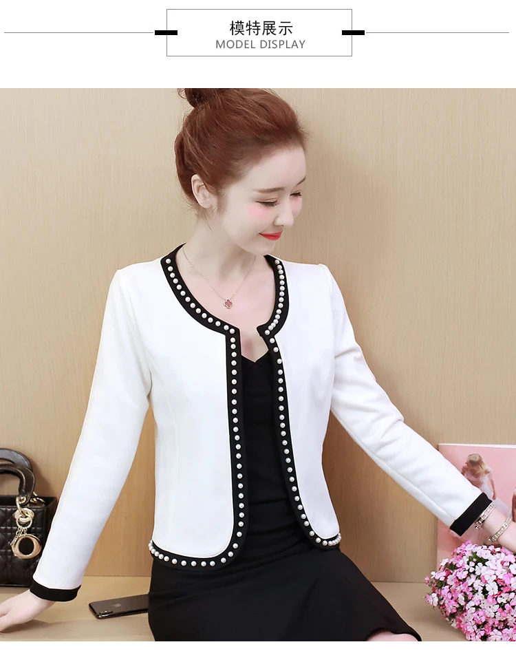 Chaquetas mujer короткая женская куртка casaco feminino пальто и куртки женская белая женская куртка с длинным рукавом и бисером AE22