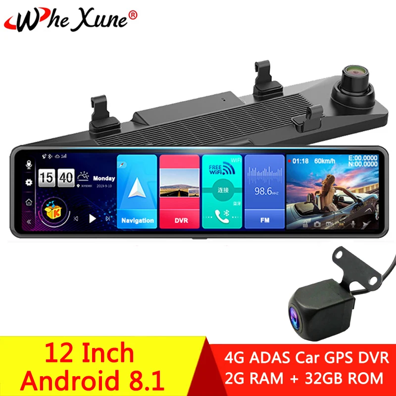 WHEXUNE 2020 в виде бабочек новинка 12 &quot4G Android 8 1 Автомобильные видеорегистраторы