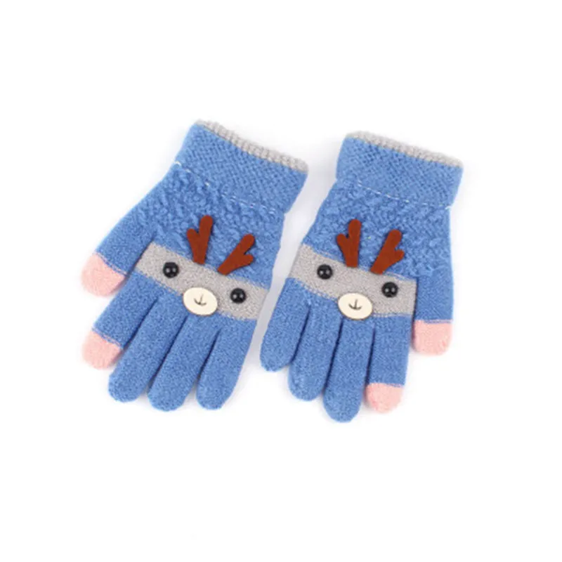 Теплые зимние перчатки на палец для детей милые толстые рождественские эластичные перчатки с оленем Модные аксессуары-HYC - Цвет: 4