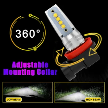 

360° Car LED Bulbs Waterproof Car H11 H8 H9 Replacement Driving Canbus