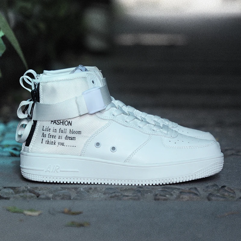 Новинка; Force Jordan 1; мужская обувь на молнии; обувь для скейтбординга; мужские кроссовки; Zapatos De Hombre; уличная спортивная обувь с высоким берцем; женская обувь унисекс - Цвет: Белый