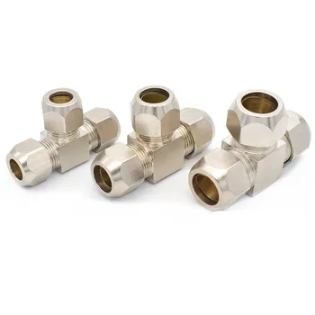 

Pneumatic fittings Brass T Type 4 6 8 10 12 14 16mm OD Tube Compression Ferrule Tube Compression Fitting Connector