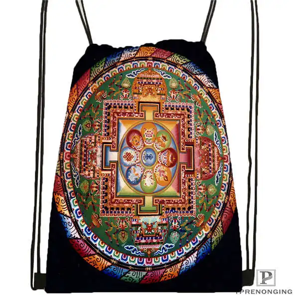 Drawstring Backpack Изготовленная на заказ Мандала-буддистская-@ 2 походная сумка на шнурке для мужчин и женщин милый рюкзак для детей(черная спинка) 31x40 см#20180611-03-144 - Цвет: Drawstring Backpack