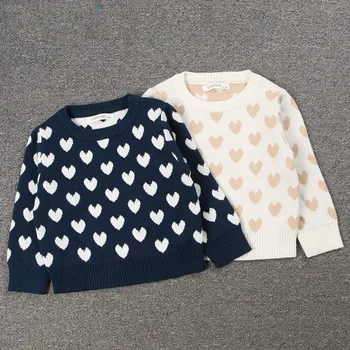

2019 Autumn Winter Baby Girls Sweaters Kids Clothes Children Cotton Sweater Baby Boys Cute Love Heart Knitted Sweater Cardigan