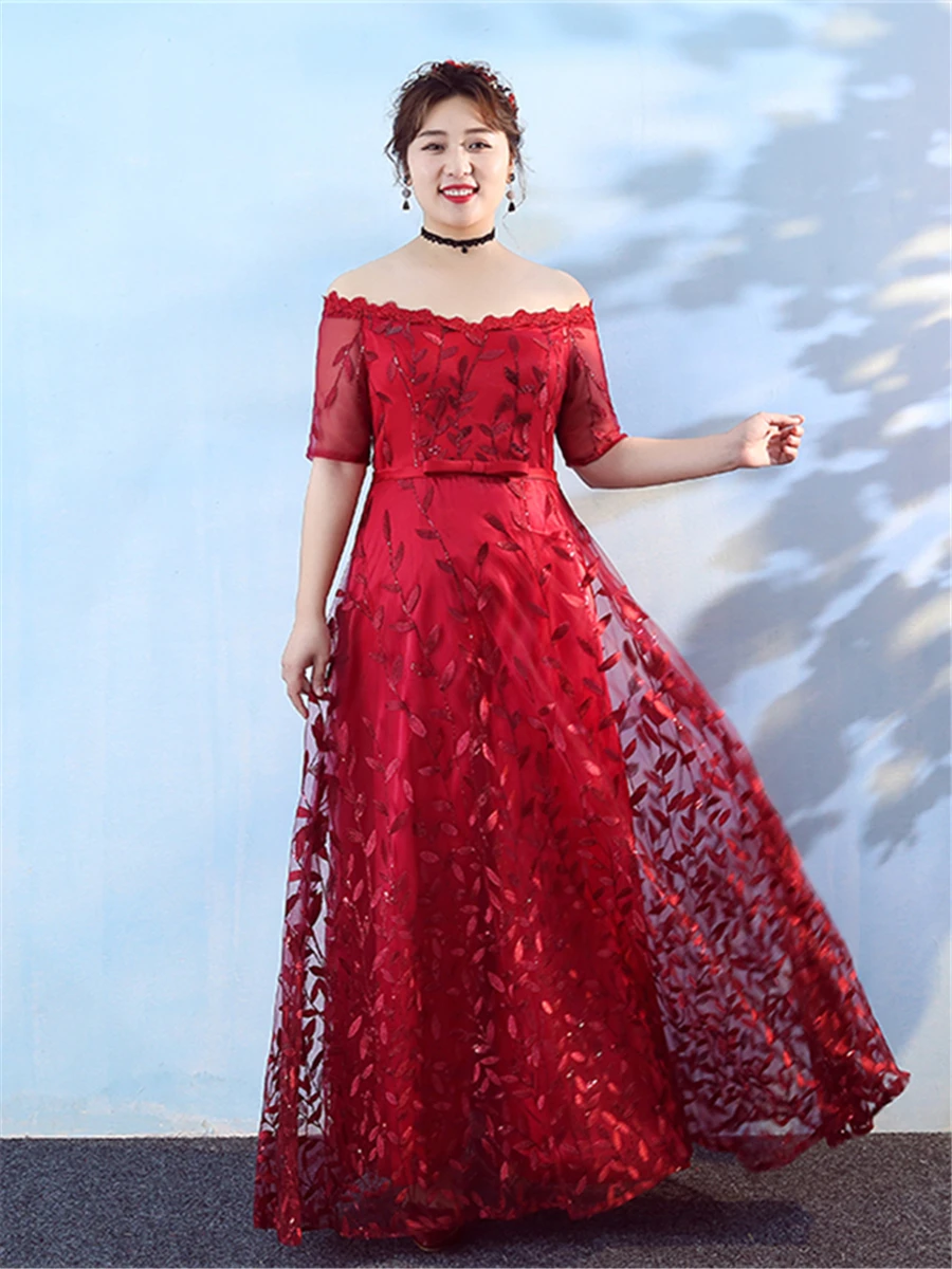 Лодочные вечерние платья с круглым вырезом с коротким рукавом Robe De Soiree размера плюс длинные женские вечерние платья с блестками и вышивкой вечернее платье T207
