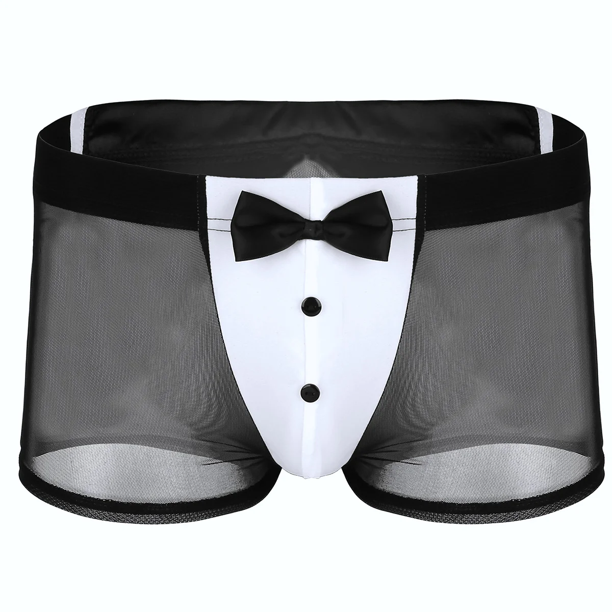 

Men Exotic Pants Underwear Transparent Waiter Tuxedo Lingerie Porno See-through Mesh Boxer Shorts Rabbit Ears Brief Underwear