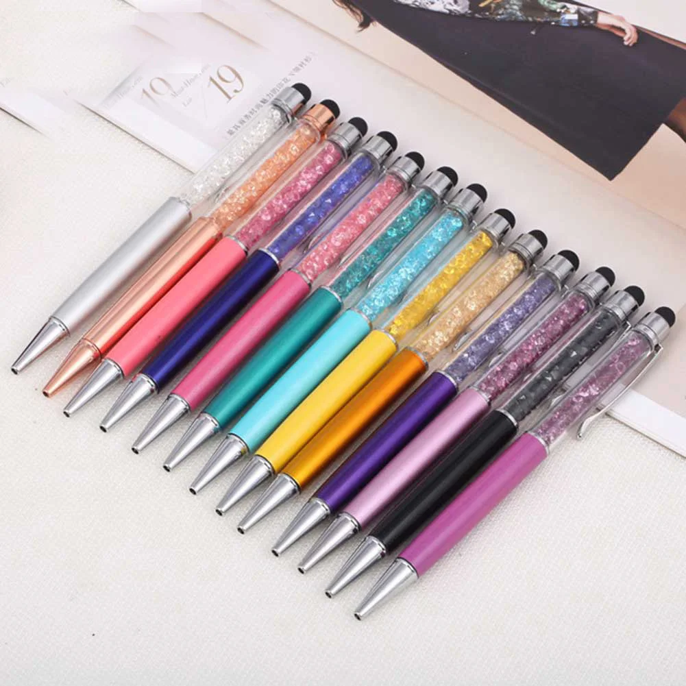 

1 Pc!!!! Creative Crystal Pen Diamond Ballpoint Pens Stationery Ballpen Stylus Pen Touch Pen 11 Colors School Supplies