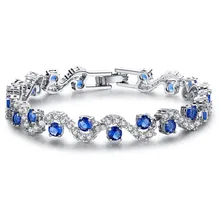 Роскошные Кристальные браслеты для женщин Зеленый Кристалл Голубой циркон браслеты и браслеты женские свадебные ювелирные изделия