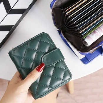 

2020 New Fashion Leather Folding Small Sheepskin Wallet Women's Short Ins Card Bag Is Ultra Thin and Exquisite