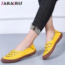 SARAIRIS/Новые брендовые водонепроницаемые мокасины; женская обувь из натуральной кожи на плоской подошве; женские слипоны; однотонные Прошитые летние туфли на плоской подошве; повседневные женские лоферы