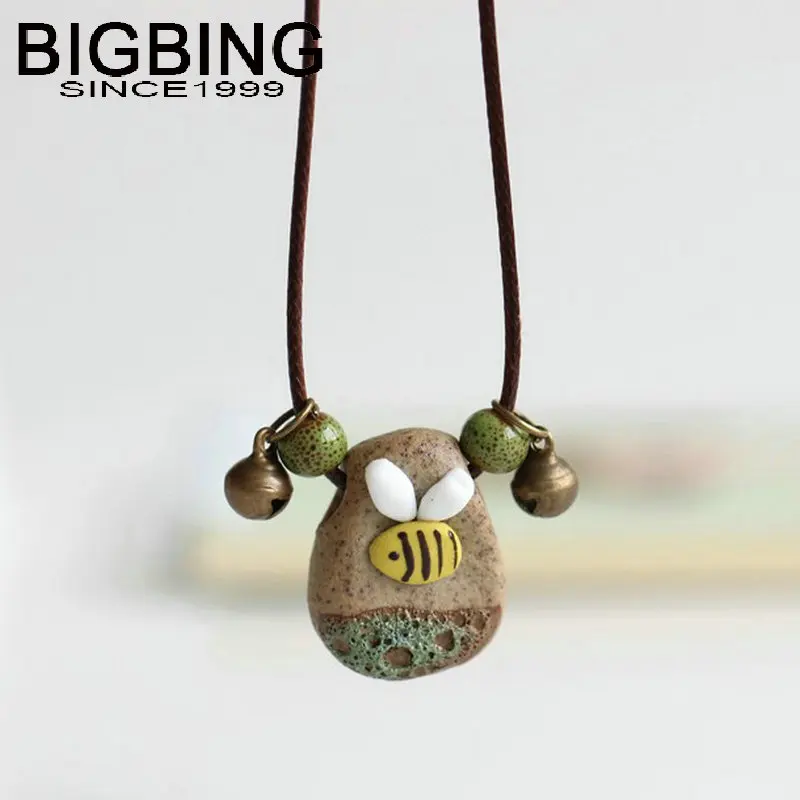 

C134 BIGBING fashion jewelry Hand knitting honeybee ceramic pendant necklace wholesale jewelry high quality Free shipping