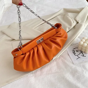 

ins super fire shoulder shoulder fold female bag 2020 summer new texture casual messenger shoulder chain dumpling bag
