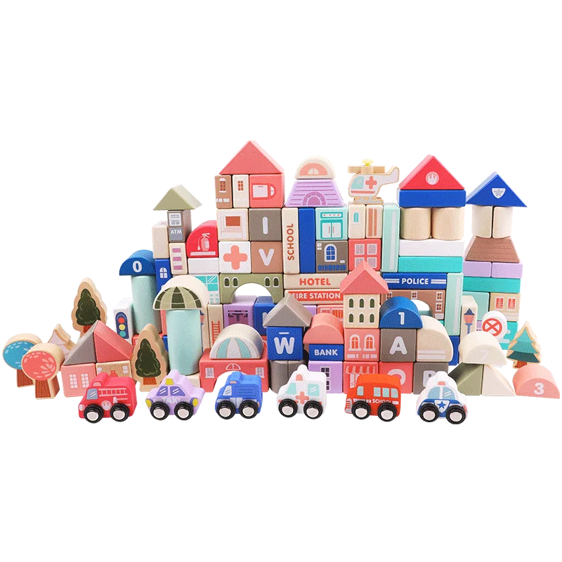 115 шт деревянные игрушки DIY строительные блоки детские блоки большие для детей Детские Игрушки для раннего обучения Развивающие игрушки сборка подарок