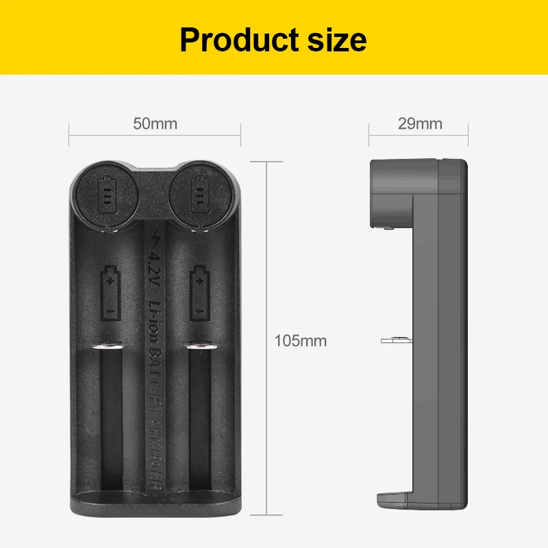 VOXLINK 18650 Battery Charger Smart Charging 2-Slot USB 26650 18350 22650 21700 26500 4.2V Li-ion Rechargeable Batteries Charger charging cable for electric razor