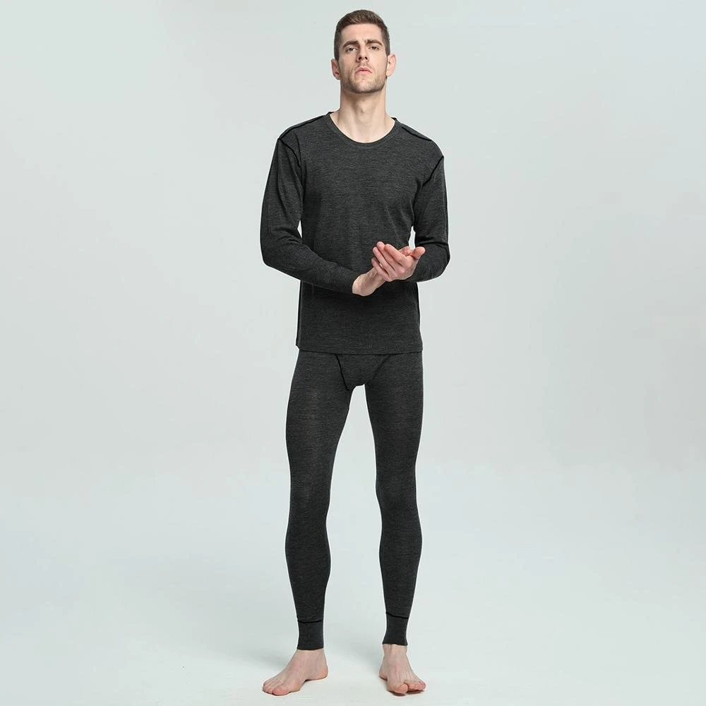 heated long underwear Men's 100% Merino Wool Winter Base Layer Thermal Warm Underwear set Breathable 210gsm weight Tops Pants Set fruit of the loom long johns