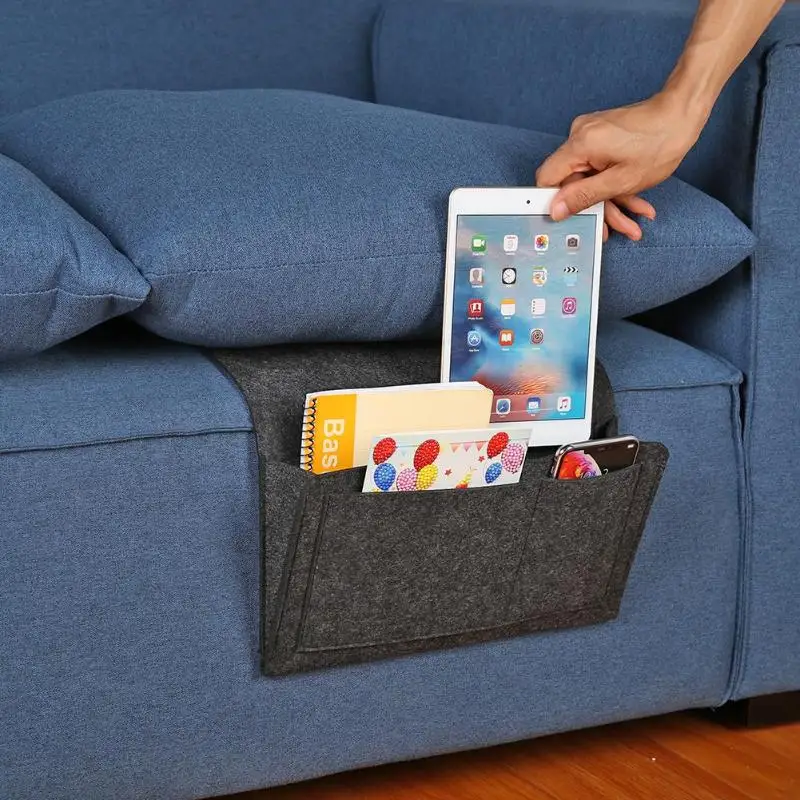 

Felt Bedside Storage Organizer Bed Desk Bag Sofa TV Remote Control Hanging Caddy Couch Storage Organizer Bed Holder Pockets