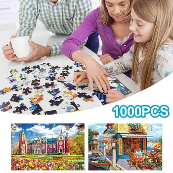 

Fast Delivery 1000PCS/Set Puzzle Scenery Pattern Decompression Toy For Children Adults