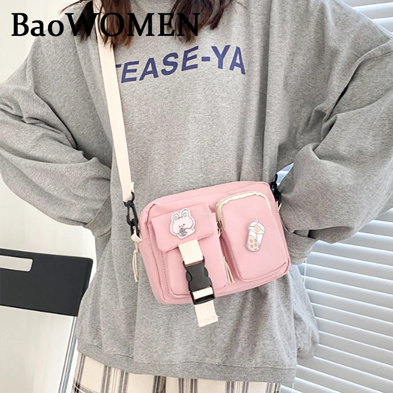 

BaoWomen Women Canvas Handbags Korean Mini Student Bag Cell Phone Bags Simple Small Crossbody Bags Ladies Flap Shoulder Bag