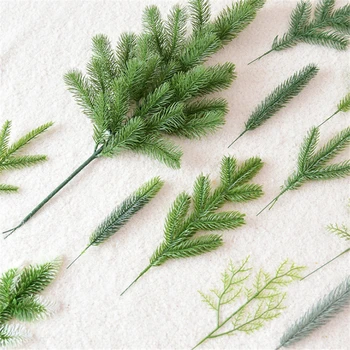 

10PCS pine needle artificial fake plant artificial flower branch For Christmas tree decoration accessories DIY bouquet gift