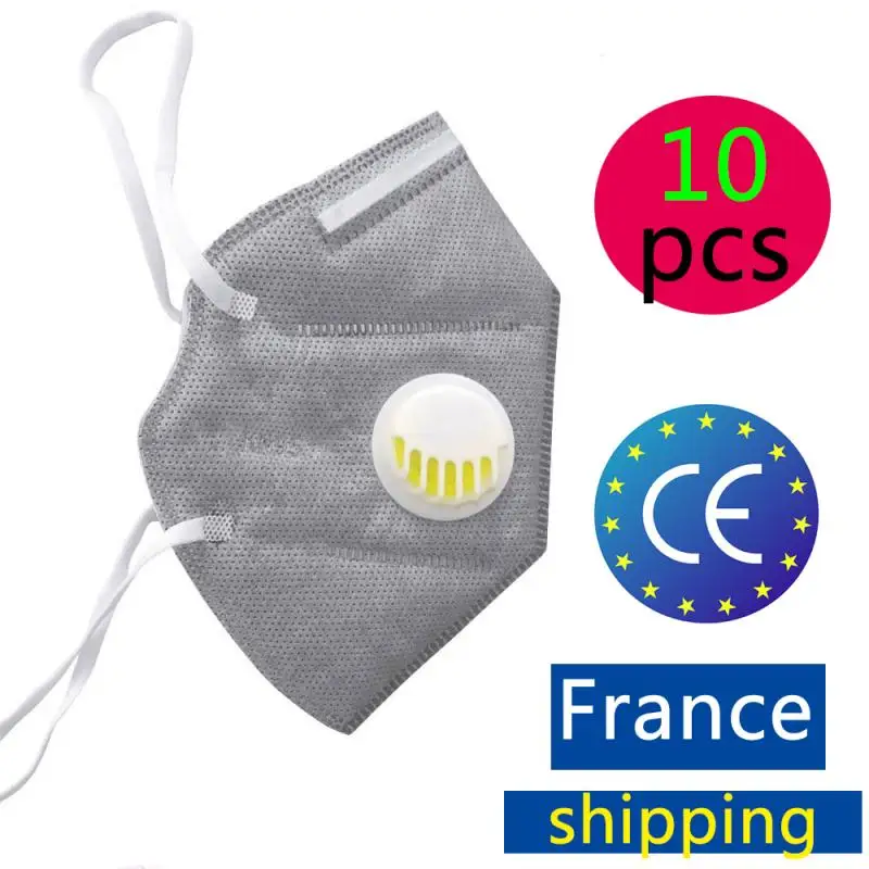 

1/5/10 pcs 6 Layer KN95 Mask Equivalent To FFP2 With Breathing Valve Face Mask N95 Protection Face Dustproof Mask Protection