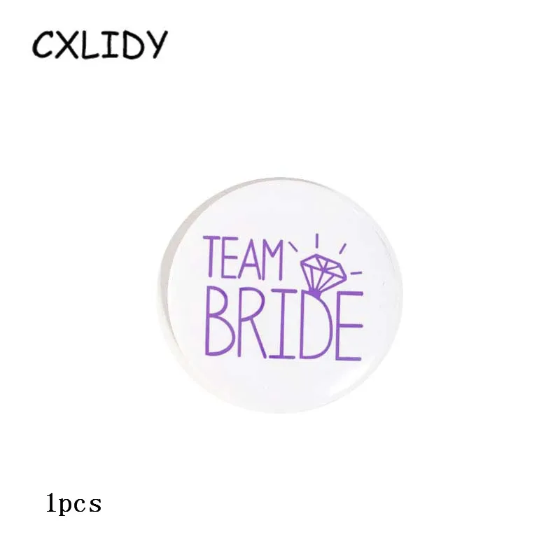 Purple word white Bottom Hen Party Supplies Purple Team Bride Badge Bride Badge Hen Party Decoration Wedding Badge (3) - 副本