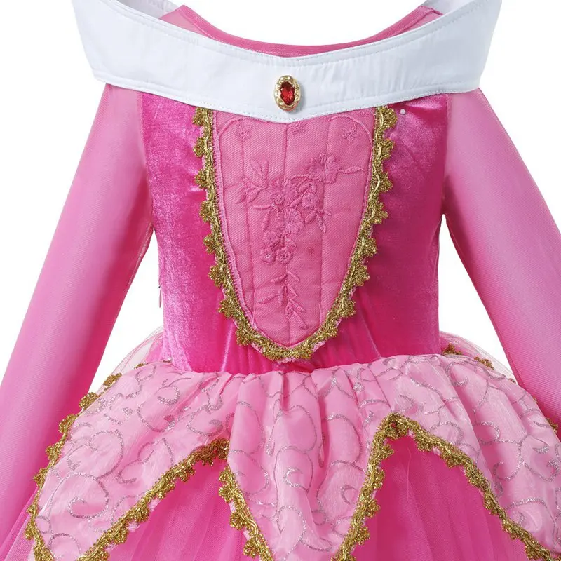Платье Спящей красавицы для девочек; платье принцессы Авроры; карнавальный костюм; детское длинное платье для костюмированной вечеринки; одежда на Хэллоуин и день рождения