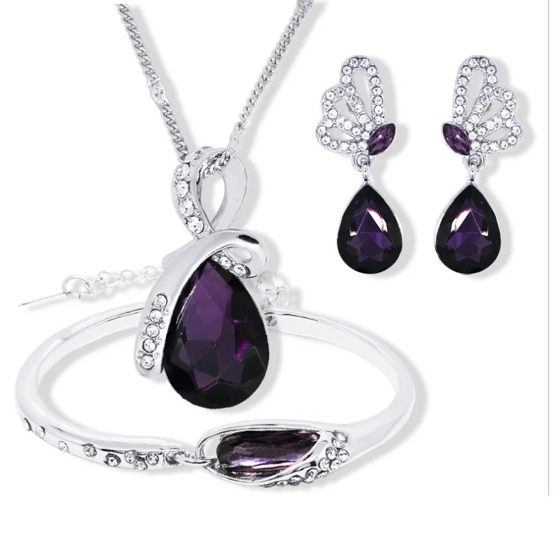 Austrian Crystal Jewelry Set For Women Pendant Necklace Earrings austrian-crystal-jewelry-set-for-women-pendant-necklace-earrings