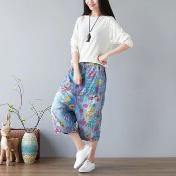 

Fashion 2020 new style do old print seven-and-a-half trousers national feng shui wash jeans loose Japanese department large size