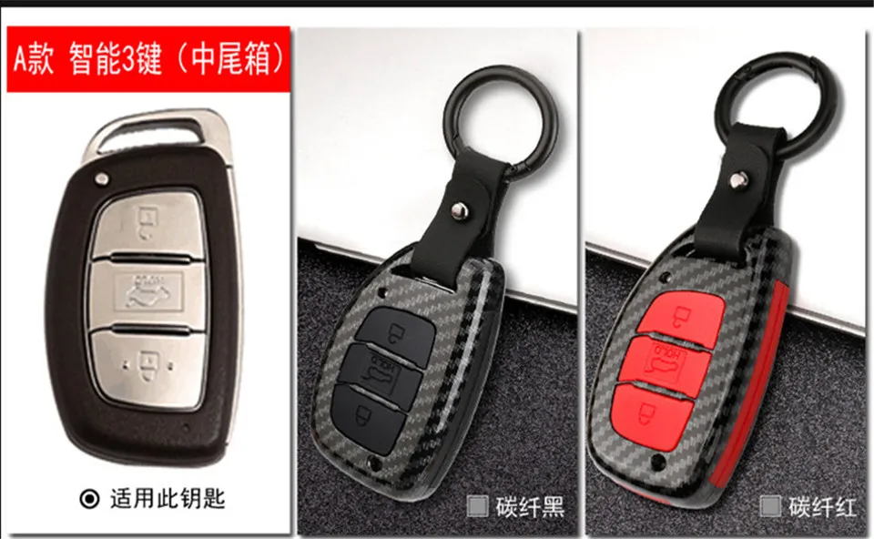 Auto Chiave a distanza Della Copertura di Caso Per Hyundai IX25 IX35 I20 I30 I40 hb20 Santa Fe Creta Solaris 2017 3 Bottoni chiave Borsette in fibra di carbonio - He91e12043e944c85824dd482dc72eaddH