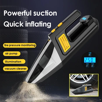 

Four-in-one Car Vacuum Cleaner Wireless Air Pump Tire Pressure Detection LED Light High-power Wet Dry Dual-use Auto Supplies