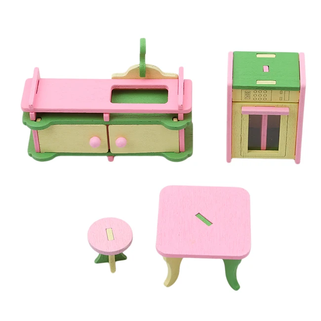 Кукольный домик, мебель, двойная кровать с подушками и одеялом, деревянная кукла, мебель для ванной, кукольный домик, миниатюрная детская игрушка - Цвет: 897364