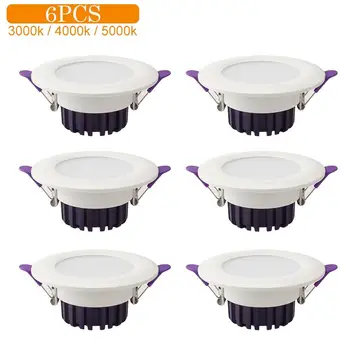 

6 Pcs 3000/4000/5000K LED Downlight Ceiling Recessed Lamp For Home Lighting Led Lighting Led Bulbs Energy Saving Lamp