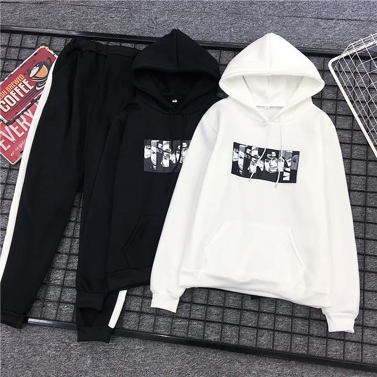 

2019 Autumn Fashion 2 piece set Women Hoodie Sweatshirt printed Anime two piece suit Female Hoody+Long Pants Tracksuits outfits