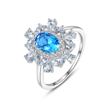 

MetJakt S925 Ring 5*7mm Sapphire Elegant Temperament Banquet Ladies Ring