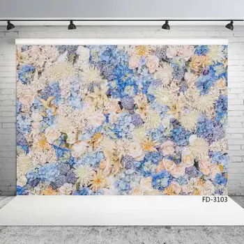 

Blossom Blue Flowers Wedding Wall Photo Background Photocall Newborn Photography Backdrop Props Studio Shoot For Baby Shower Kid