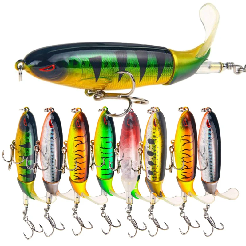 1pcs Quality Whopper Plopper 100mm/13g Top Water Popper Fishing Lure Hard Bait Wobblers Rotating Soft Tail Tackle | Спорт и