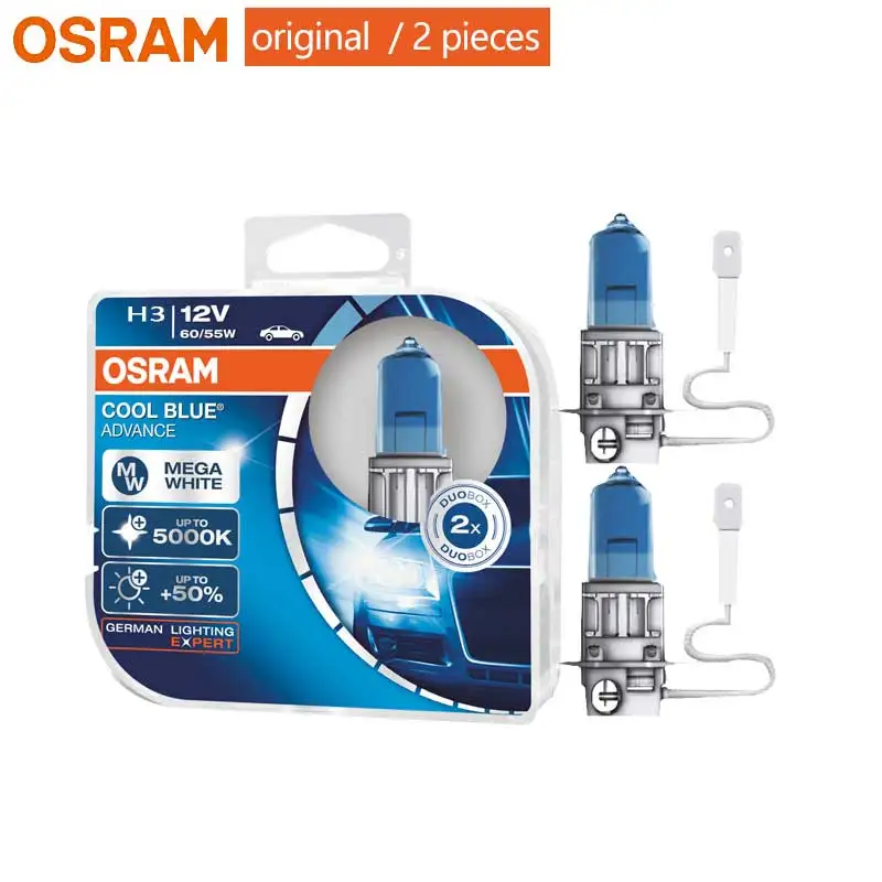 OSRAM H3 галогенные холодные синие передние фары автомобиля противотуманные + 50%