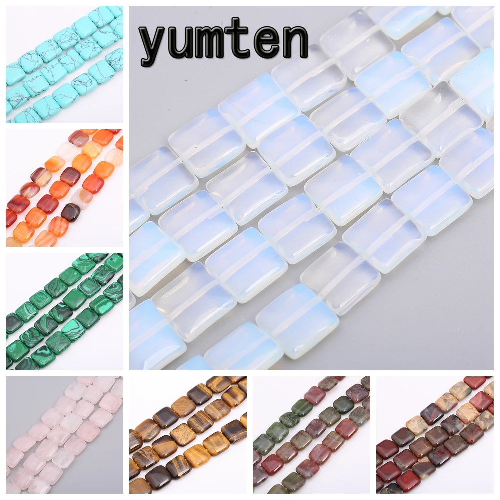 Yumten Square Opal Beads 12mm*12mm Bead Red Agate Malachite Tiger Eye Cherry Quartz Crystal for Jewelry Making Handmade Necklace | Украшения