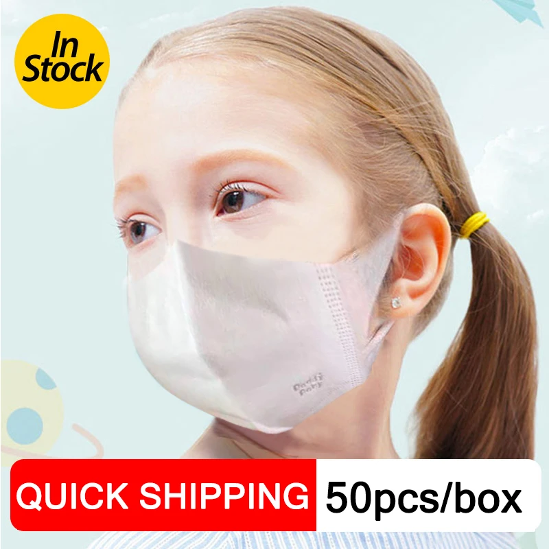 

50Pcs/Pack Profession Child Kids Boy Girl Mask 3-Ply PM2.5 N95 Non-woven Disposable Breathable Face Mas